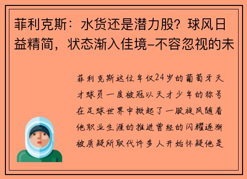 菲利克斯：水货还是潜力股？球风日益精简，状态渐入佳境-不容忽视的未来之星